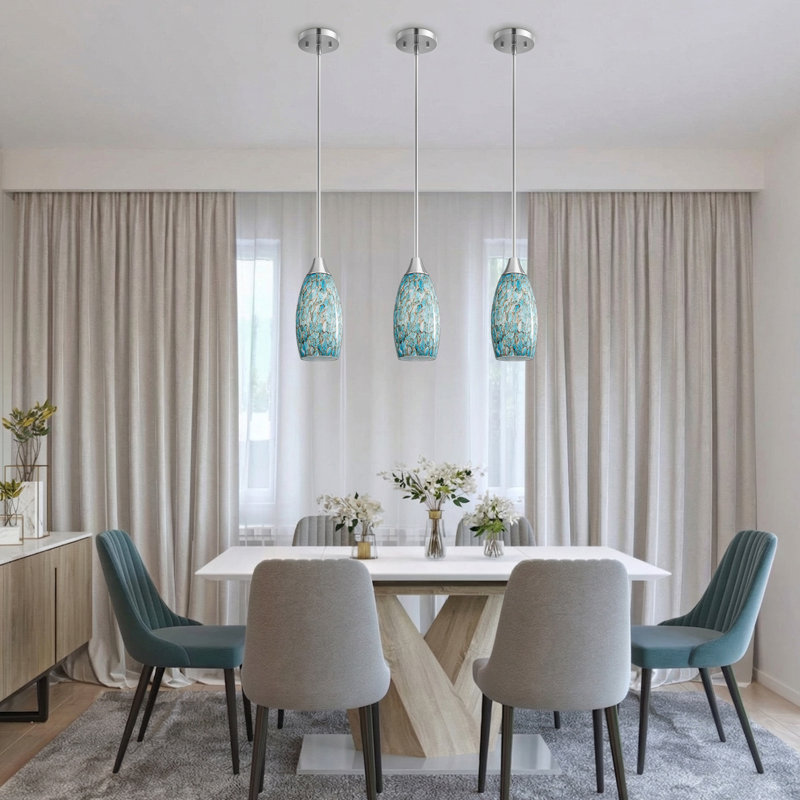 Anamta 1 - Light Single Teardrop Pendant, Turquoise Marble