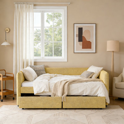 Queen Size Upholstered Tufted Sofa Daybed With Two Drawers, Soft Boucle Fabric (88"X65.5"X29.5")