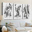 Graphite abstrait I - Toile tendue sur mesure avec châssis - 3 pièces-1938007740