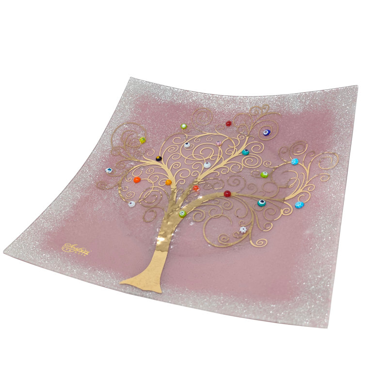 Clinkscales Glass Decorative Plate 1, Pink, 2cm H x 29cm W x 29cm D