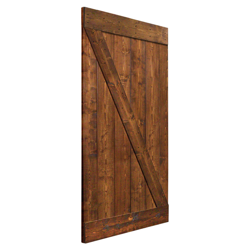 Porte de grange en bois lambrissé sans trousse de quincaillerie d’installation, Noyer foncé, 36 po x 84 po
