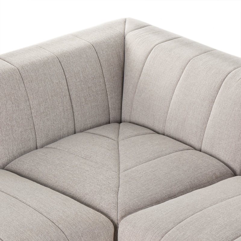 Langham 157" Wide Symmetrical Modular Sectional, Right Hand Facing, Gray Polyester