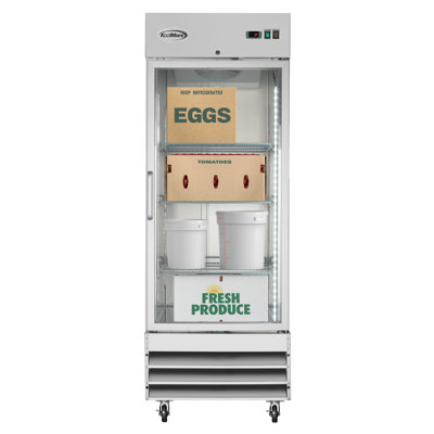 Réfrigérateur à porte simple en verre 29 po 29 po Pi. en acier inoxydable (RIR-1D-GD)
