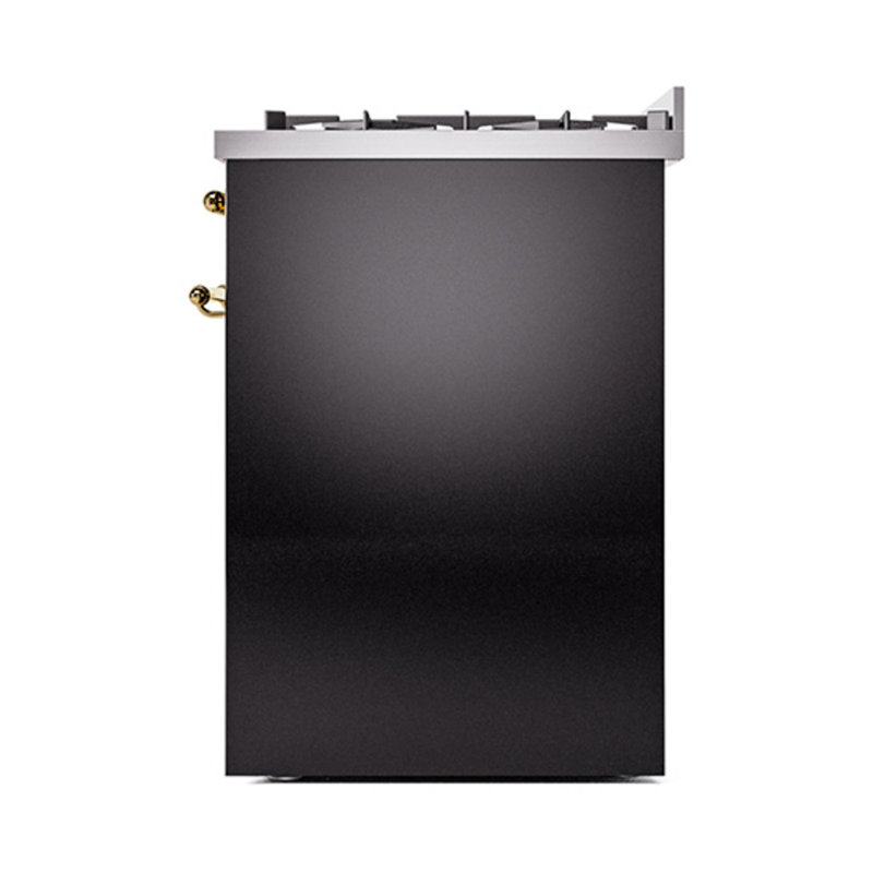 ILVE Nostalgie II Noblesse 30 in Dual Fuel Range, Natural Gas, Glossy Black/Brass