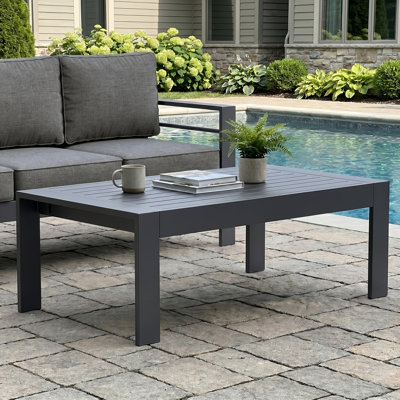 Alturas Standalone Product Aluminum Outdoor Patio Coffee Table Modern Rectangle End Table