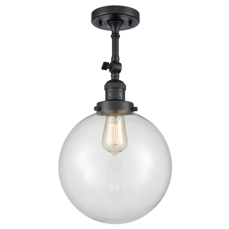 Plafonnier semi-encastré 10 po Zarmayr, Ampoule DEL 6 watts Vinage, Transparent, Noir mat