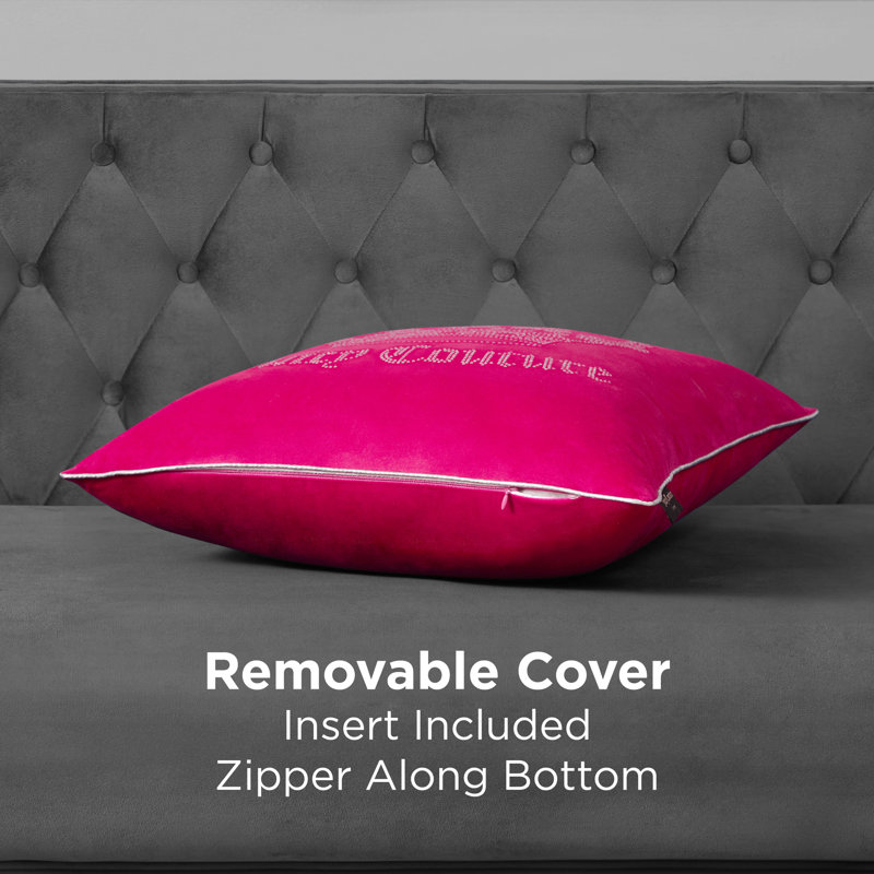 Juicy Couture Gothic Rhinestone Decorative Pillow, Hot Pink