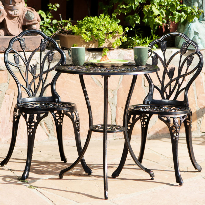 Ensemble de fonte bistro 3 pièces - aluminium, cuivre, métal élégant pour l'extérieur, cuivre