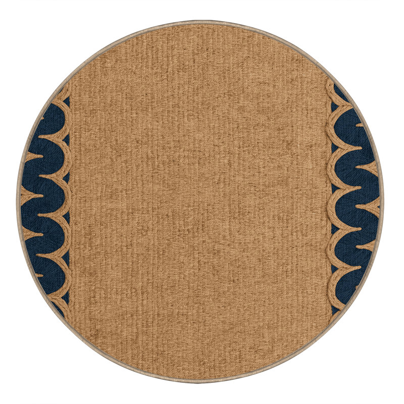  Washable Wave borders Nautical Area Rug, Rond 8 pi