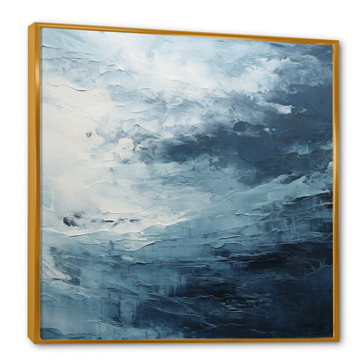 Minimalism Black And Blue Paint Wave - Abstract Canvas Art Print
