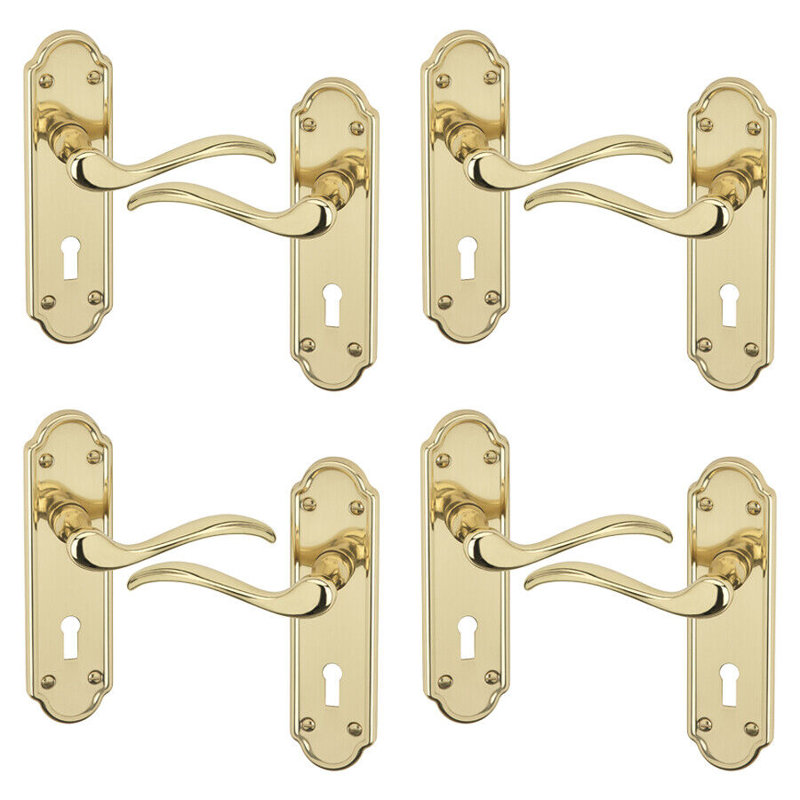 Door Handle, Polished Brass