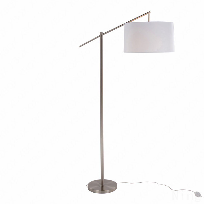69" Contemporary Metal Floor Lamp In Brushed Nickel With Off-White Linen Shade From Grandview Gallery By Lumisource