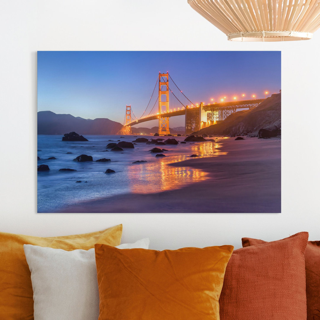 Leinwandbild Golden Gate Bridge am Abend