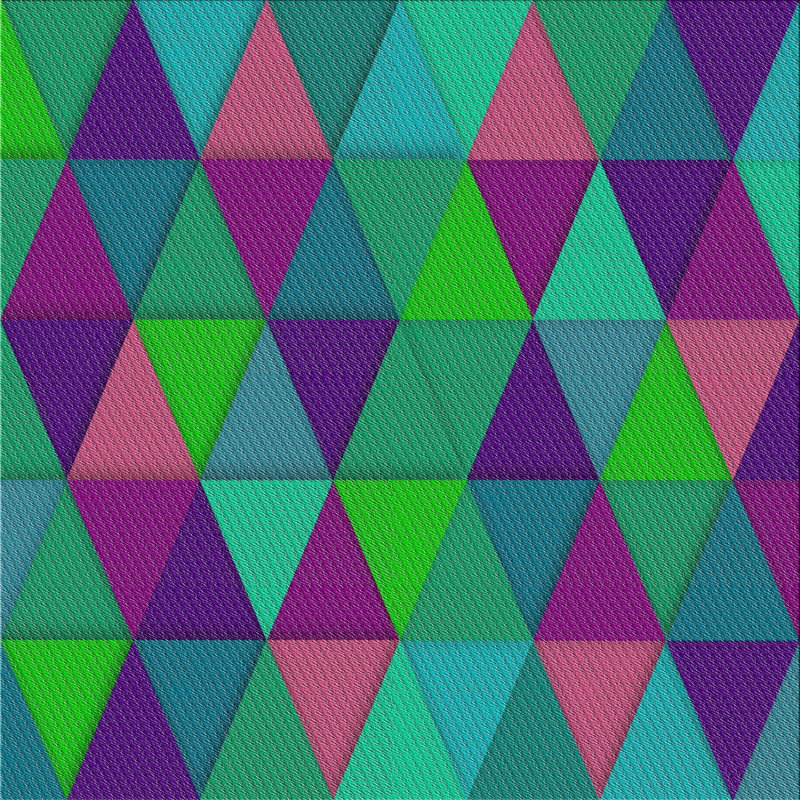Tapis bleu/vert/rose, Carré 5 pi
