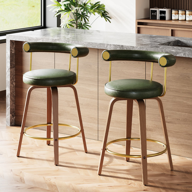 Tabourets de bar pivotants en similicuir (ensemble de 2), Vert
