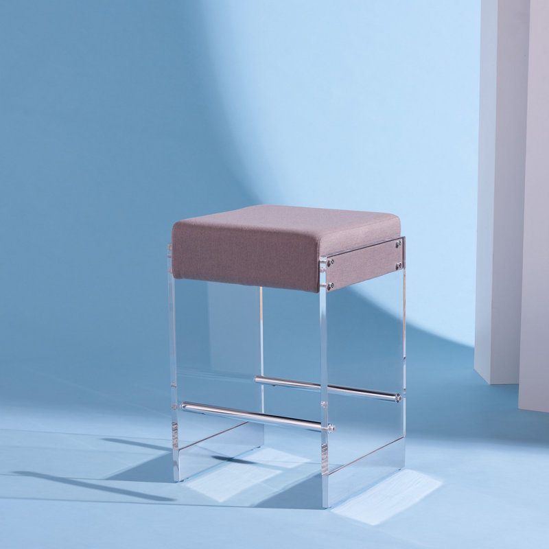 Gray Acrylic and Stainless Steel 26" Backless Counter Stool