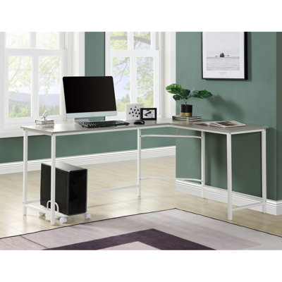 Bureau d'ordinateur Bevel Edge en gris et blanc - en forme de L pour les espaces de travail professionnels Blanc travail, espace optimal
