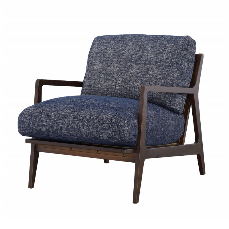 Fauteuil large 30 po Ladarius, Tissu bleu marine royal, Noir