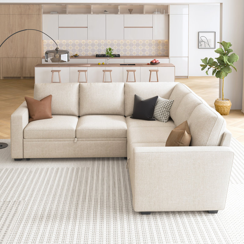 Canapé-lit modulaire Niyona, Polyester beige