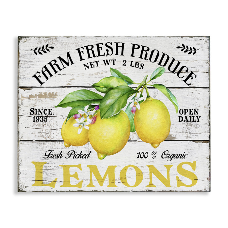 "Farm Fresh Produce Lemons", art mural sur toile par Creatif Belle bp-564_CN, H 16 po x l 20 po