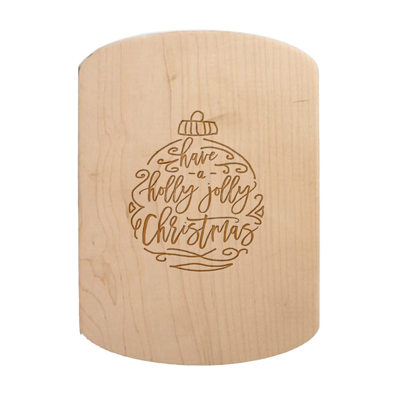 Holly Jolly Christmas Script Maple Oval Cutting Board