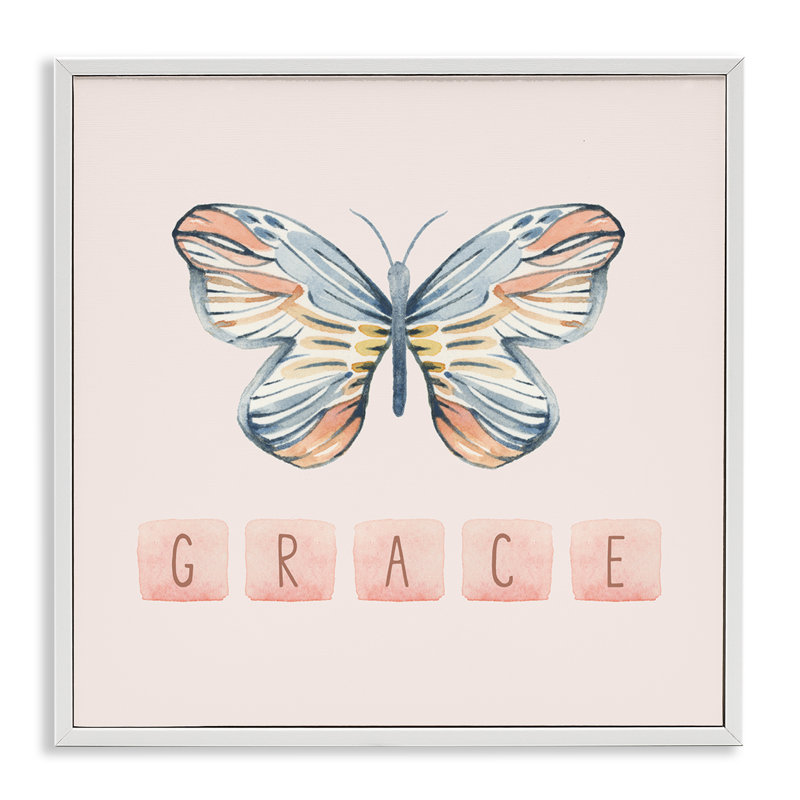 «Grace with Butterfly», estampe numérique encadrée par Blue Chair Blessing, Giclée encadrée blanc bord de mer