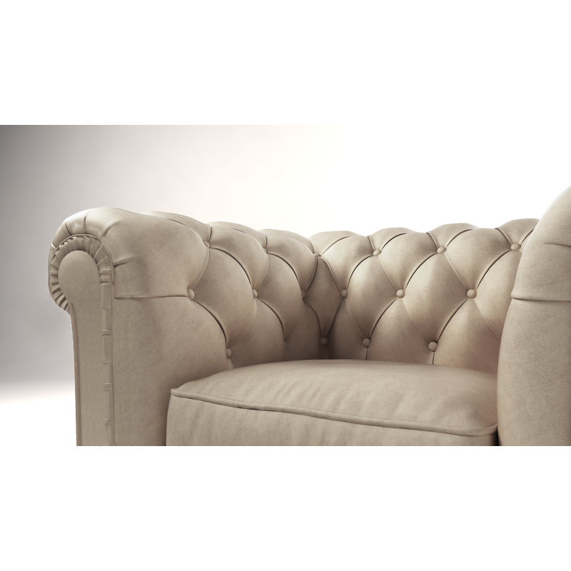 Upholstered Chesterfield Chair, Beige