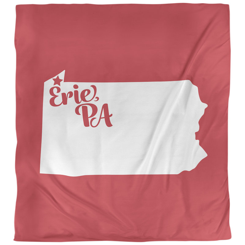 Housse de couette réversible simple Erie Pennsylvania, Polyester brossé, Housse de couette pour grand lit, Rouge