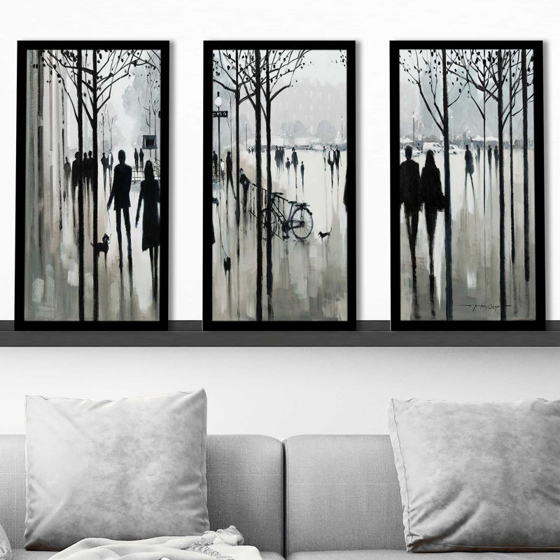 "Morning Paris" par E. Anthony Orme - peinture sur cadre 3 pièces, L 40,5 po x H 25,5 po x P 1 po