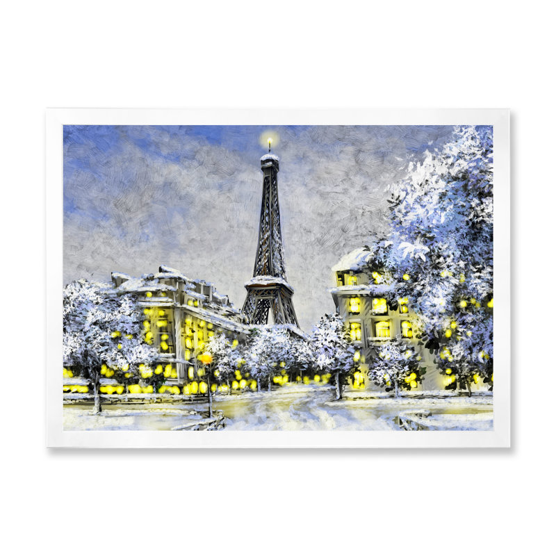 Paris à Noël, hiver Iii - on, H 12 po x l 20 po x P 1 po, Cadre d'angle fermé blanc