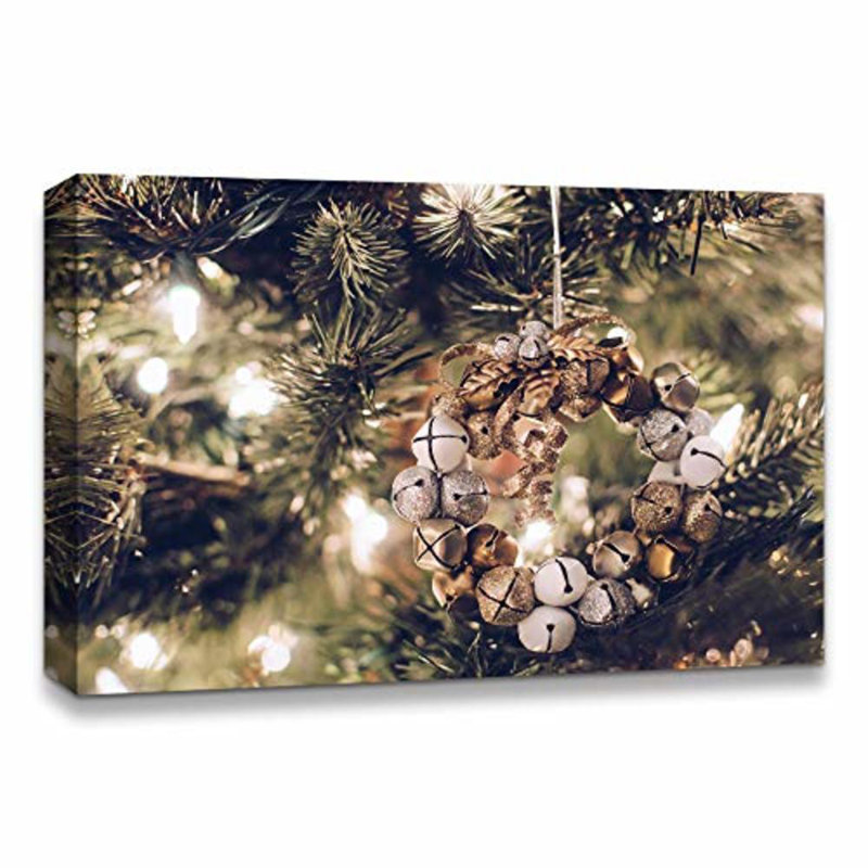 Christmas Tree Celebration X10 - Wrapped Canvas Photograph, 12" H x 18" W