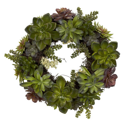 Faux Succulent Plastic 20'' Wreath