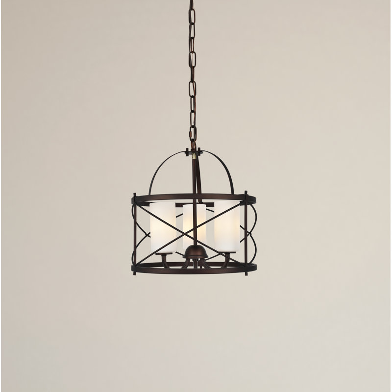 Luminaire suspendu tambour unique à 3 lumières Wright