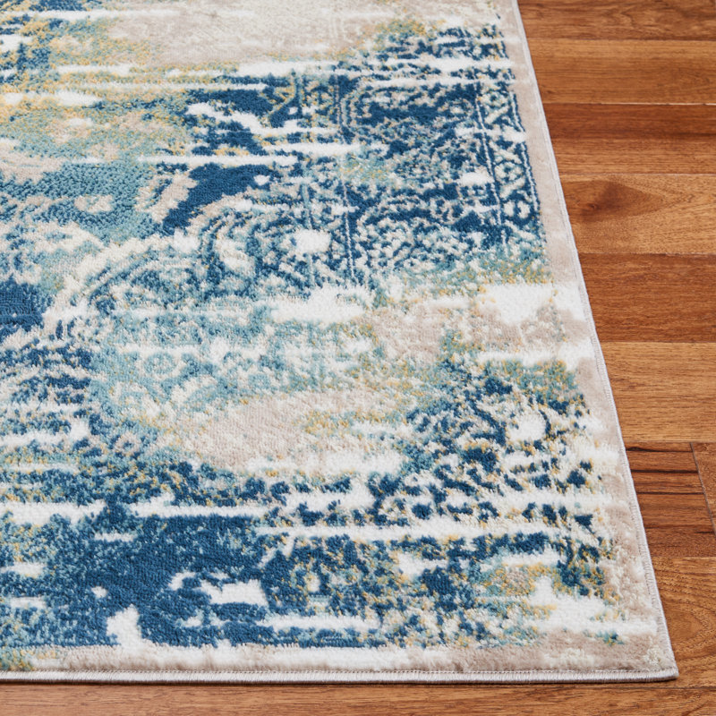 Dip Oriental Navy Area Rug, Square 6'7"
