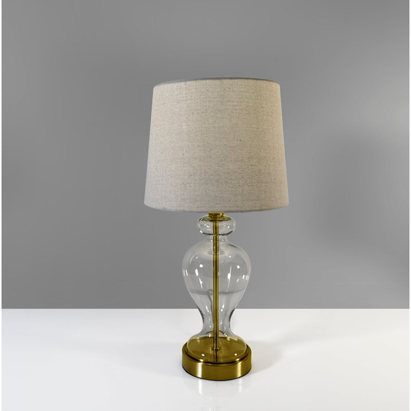 Lampe de table urne en verre laiton - abat-jour avoine