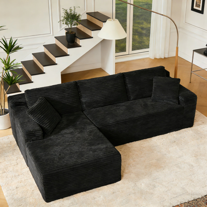 Canapé modulaire en L, Noir