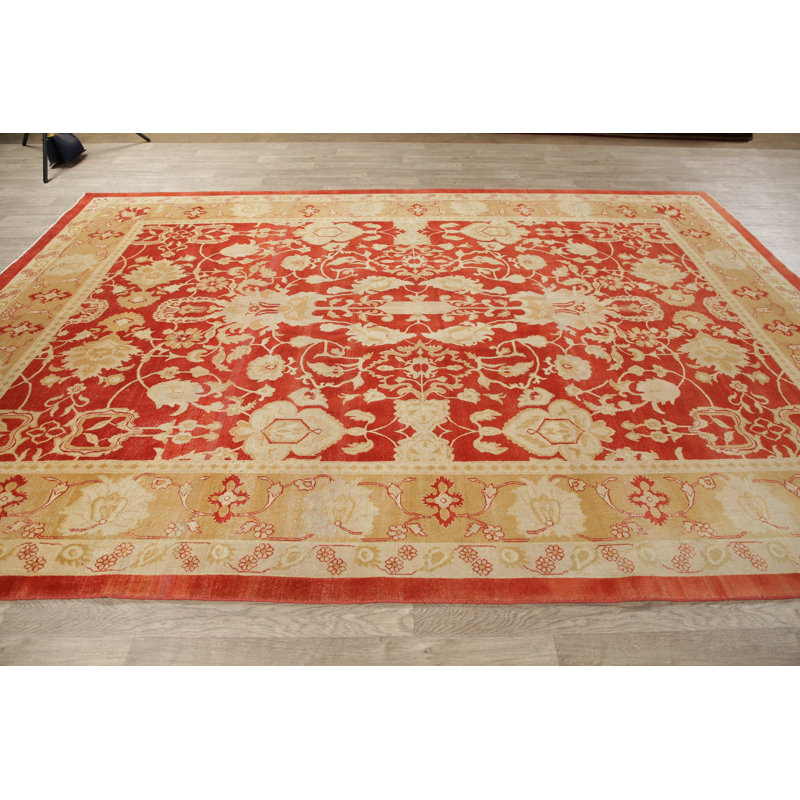 Tapis intérieur en laine 10 pi 10 po x 12 pi 7 po one-of-kind à la main noué la new age oushak Nisse