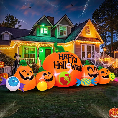 Décorations gonflables d'Halloween 8 pi pour l'extérieur, décoration d'Halloween gonflable pour l'extérieur avec citrouille gonflable à DEL pour décoration de jardin