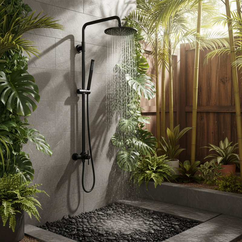 Système de douche à main noir, pomme de douche à pluie 9 po, 2,5 gallons par minute