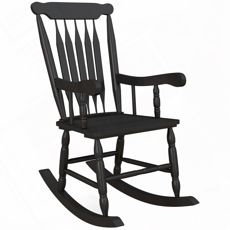 Chaise berçante d'extérieur en bois, Noir