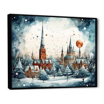 «Christmas Village In Winter II - Winter Landscape», art mural