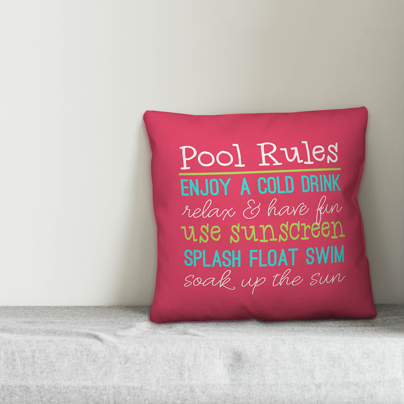  Pool Rules Indoor/Outdoor Throw Pillow