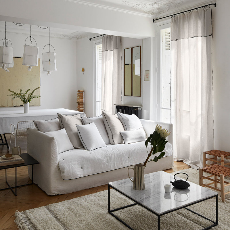 Carlina Linen Curtain Single Panel, Width 350 x Drop 280cm, Light Grey
