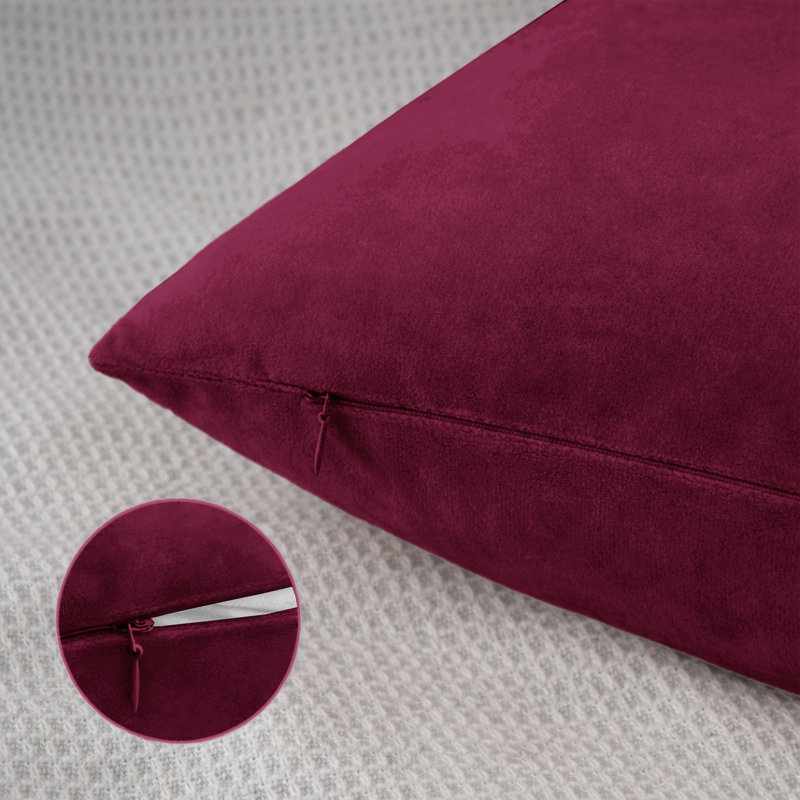 Square Scatter Velvet Cushion Cover ( Set of 4 ), Burgundy
