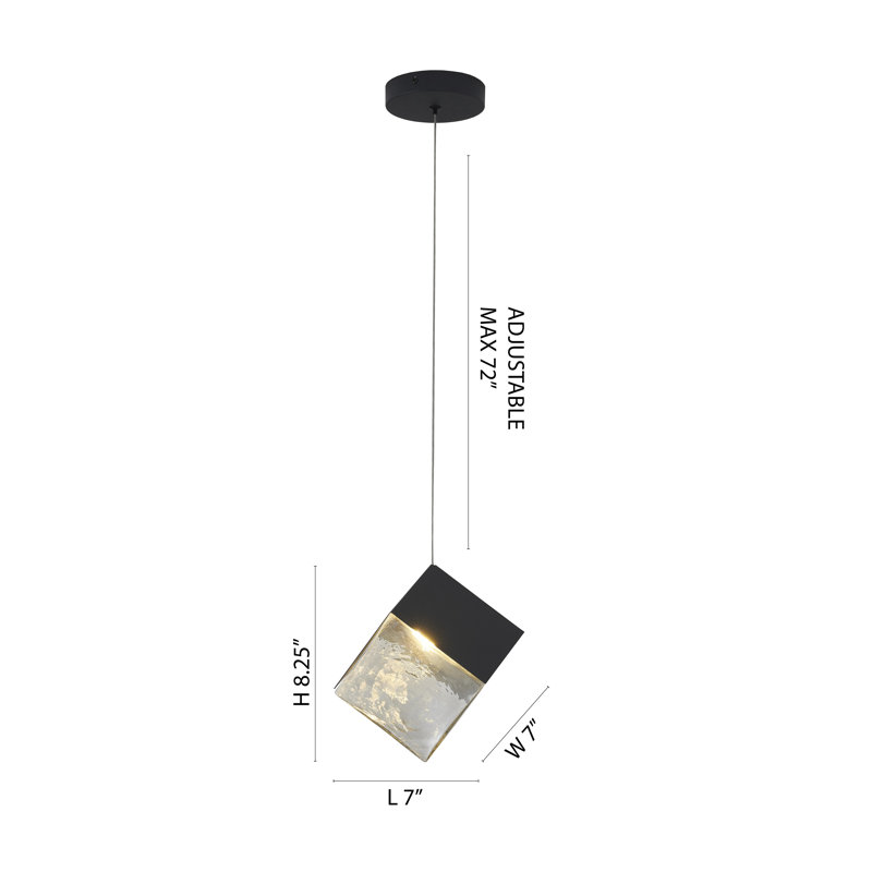 Luminaire suspendu moderne 1 lumière , Noir mat