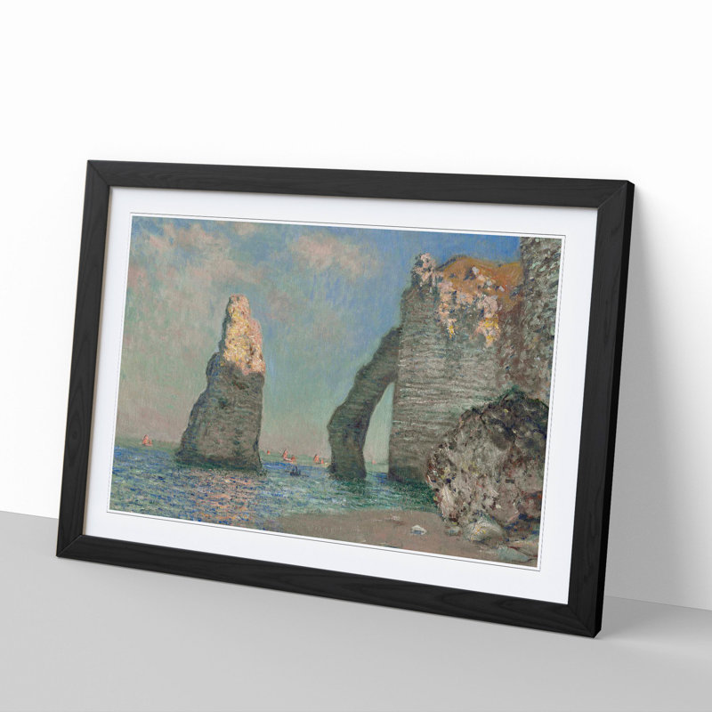 The Cliffs at Etretat by Claude Monet - Picture Frame Painting, 36cm H x 48cm W x 2cm D, Black Framed