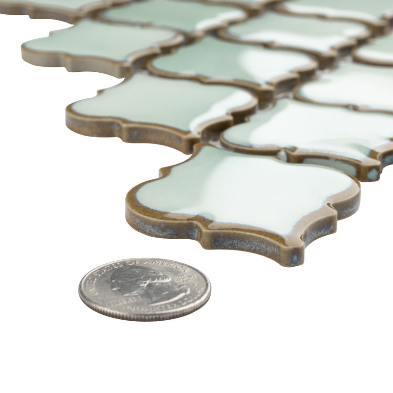 Hudson Tangier 2" x 2" Porcelain Arabesque Mosaic Wall & Floor Tile, Mint Green