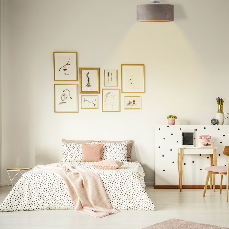 Vannatter Fabric Semi Flush Mount, Powder Pink