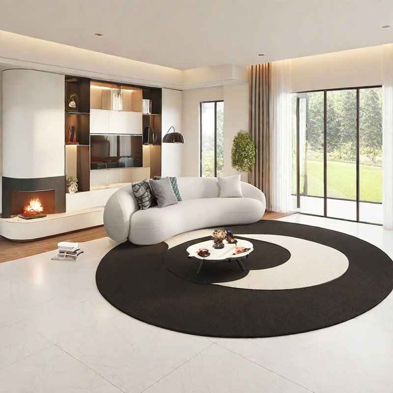 Canapé demi-cercle, H 24,8 po x l 82,68 po x P 35,43 po, 3, Blanc cassé / blanc
