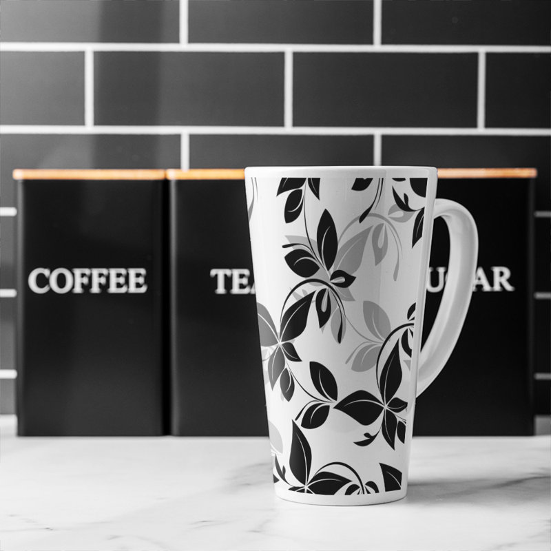 White Floral Latte Mug